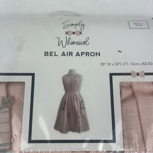Simply Whimsical Bel Air pink/grey dress style apron-NIP - Picture 4 of 12